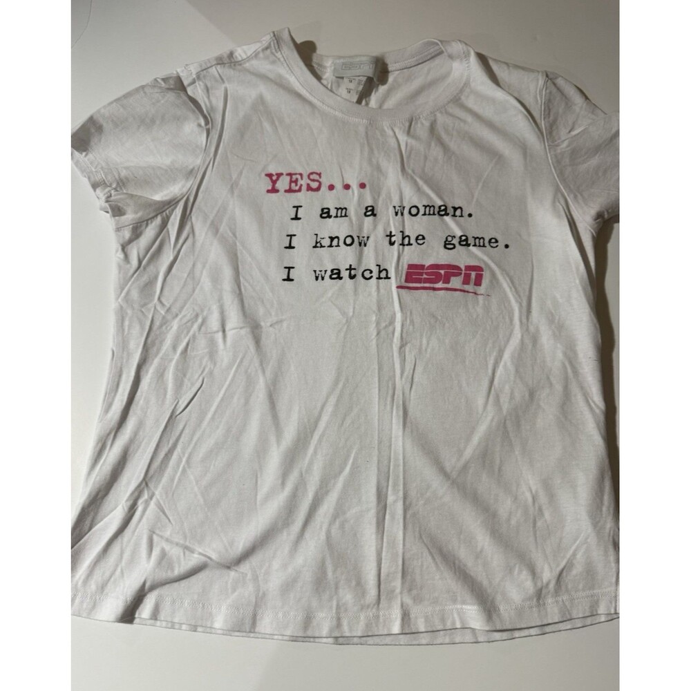 Women’s ESPN Graphic Tee – “Yes I Am a Woman, I Know the Game” Shirt